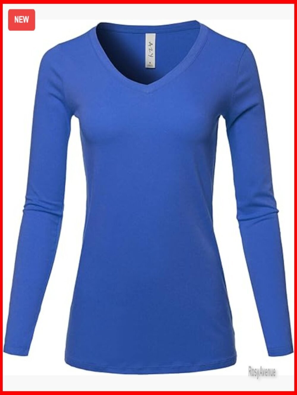 Soft Cotton Long Sleeve V-Neck T-Shirt, Relaxed Fit, Standard Length